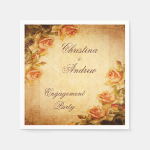 Serviette Jetable Serviettes Vintage Damask Shabby Chic Roses Péches