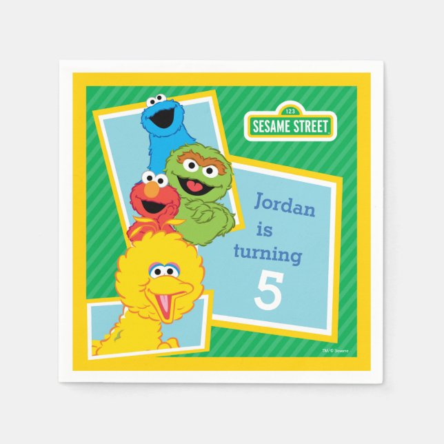 Serviette Jetable Sesame Street Pals Anniversaire (Devant)