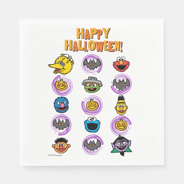 Serviette Jetable Sesame Street Pals - Happy Halloween ! (Devant)