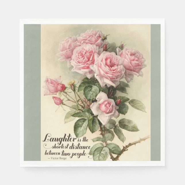 Serviette Jetable Shabby Chic Rose Roses victoriens (Devant)