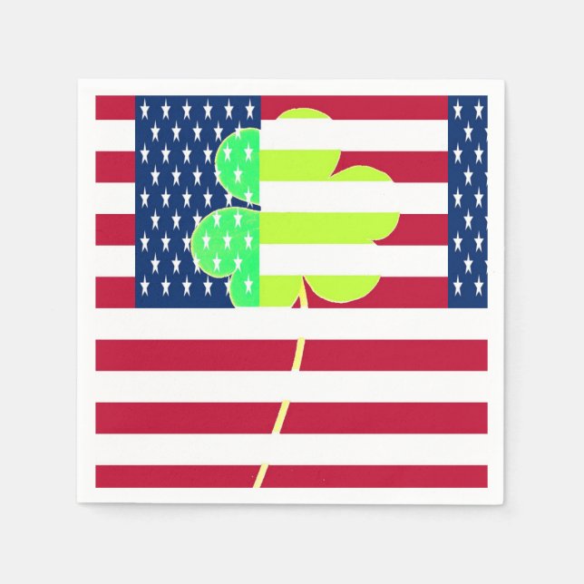 Serviette Jetable Shamrock du drapeau irlandais américain Clover St. (Devant)