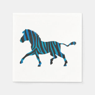 Serviette Jetable Silhouette noire et bleue Zebra