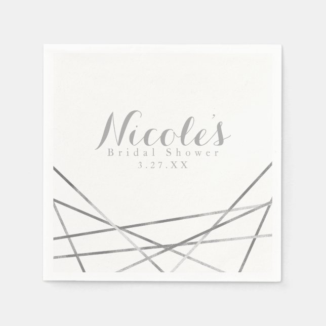 Serviette Jetable Silver Lignes géométriques modernes Fête Glam pers (Devant)