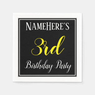 Serviette Jetable Simple, 3ème fête d'anniversaire avec nom personna