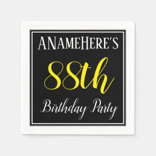 Serviette Jetable Simple, 88ème fête d'anniversaire avec nom personn