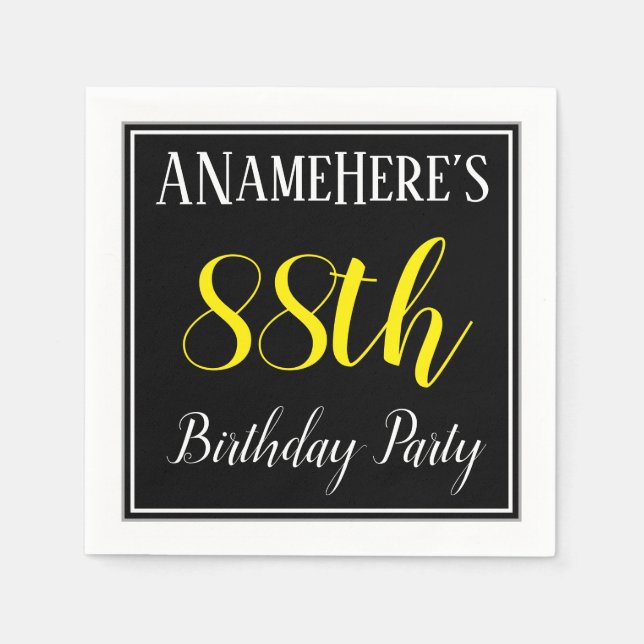 Serviette Jetable Simple, 88ème fête d'anniversaire avec nom personn (Devant)