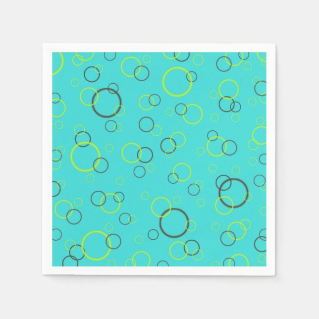 Serviette Jetable Simple Lime et cercles bruns sur Motif Turquoise (Devant)