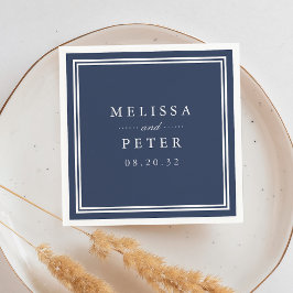 Serviette Jetable Simple marine et Mariage blanc