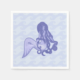 Serviette Jetable Sirène assise bleue