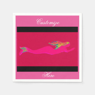 Serviette Jetable sirènes roses rouge