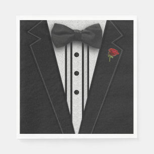 Serviette Jetable Smoking noir avec la cravate d'arc