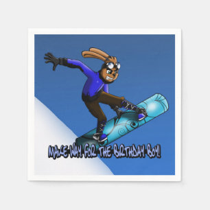 Serviette Jetable "Snowboard Rabbit Anniversaire" Papier Napkin