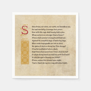 Serviette Jetable Sonnet 65 (LXV) de Shakespeare sur le parchemin
