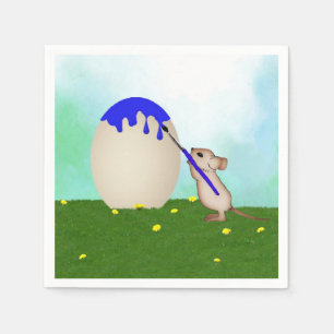 Serviette Jetable Souris Peinture Un Oeuf De Pâques Papier serviette