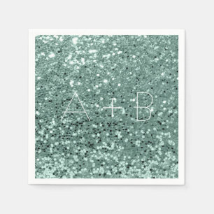 Serviette Jetable Sparkly Aqua Mint Green Sequin Sparkly Parties sci