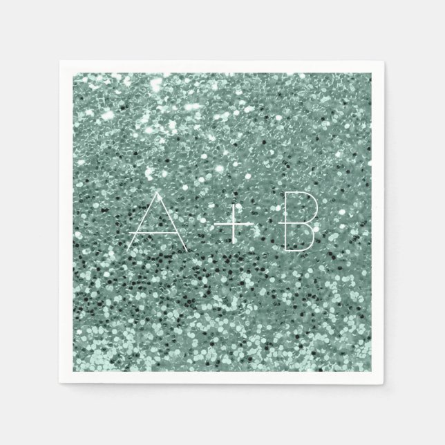 Serviette Jetable Sparkly Aqua Mint Green Sequin Sparkly Parties sci (Devant)