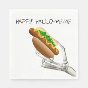 Serviette Jetable Squelette avec Hot Dog Halloween Papier Napkins