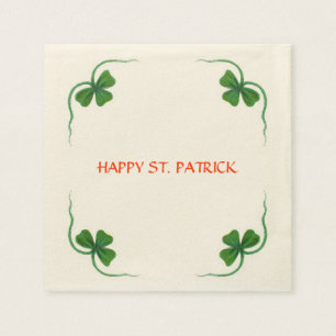 Serviette Jetable ST PATRICK'S DAY PARTY shamrock blanc vert