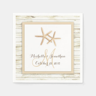 Serviette Jetable Starfish Blanchis Wood Beach Wedding Napkin