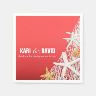 Serviette Jetable Starfish Netting Beach Cocktail Party   corail