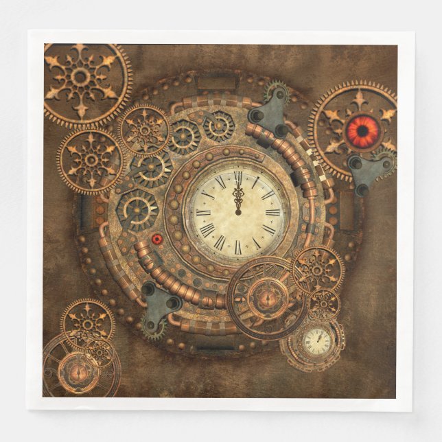 Serviette Jetable Steampunk, merveilleuse horloge (Devant)