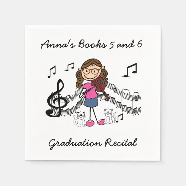 Serviette Jetable Stick Figure Violon Player Papier serviettes (Devant)