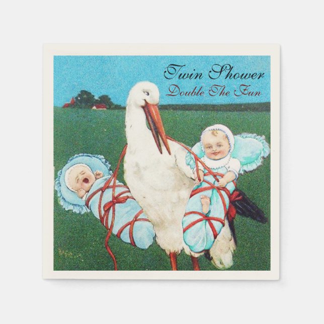 SERVIETTE JETABLE STORK TWIN BÉBÉ GARÇON DOUCHE (Devant)