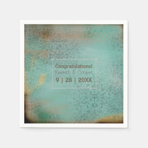 Serviette Jetable Style Agritole Dentelle Turquoise rustique Personn