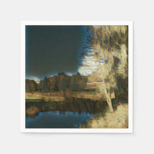 Serviette Jetable Style Automne Campagne Campagne Papier Paysage Nap