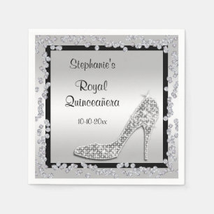 Serviette Jetable Stylet argenté royal de bijou de Quinceañera