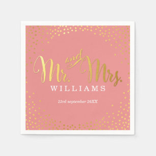 Serviette Jetable STYLISÉ MARIAGE TABLE mini confetti corail or