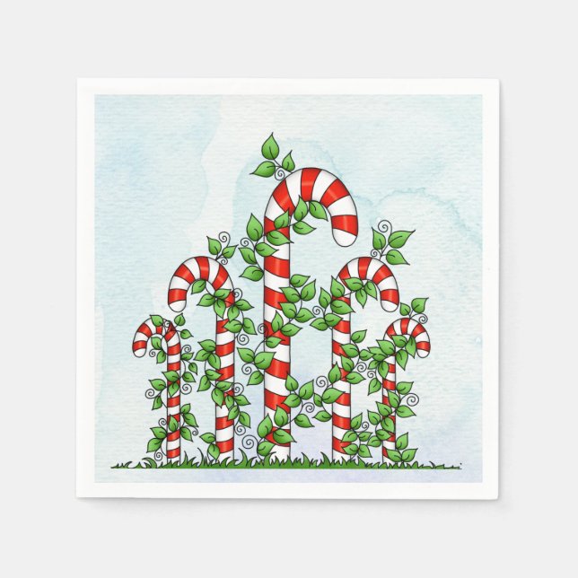 Serviette Jetable Sucres de canne et vignes Napkin de Noël (Devant)