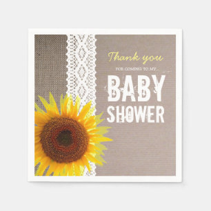Serviette Jetable Sunflower Burlap & Crochet Lace Baby shower