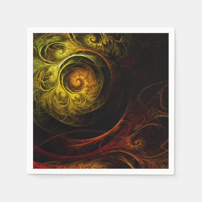 Serviette Jetable Sunrise Floral Red Abstrait Art (Devant)
