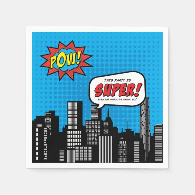 Serviette Jetable Superhero Cocktail humour Napkin (Devant)