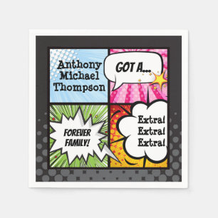 Serviette Jetable Superhero Comic Book Adoption, Party Supplies