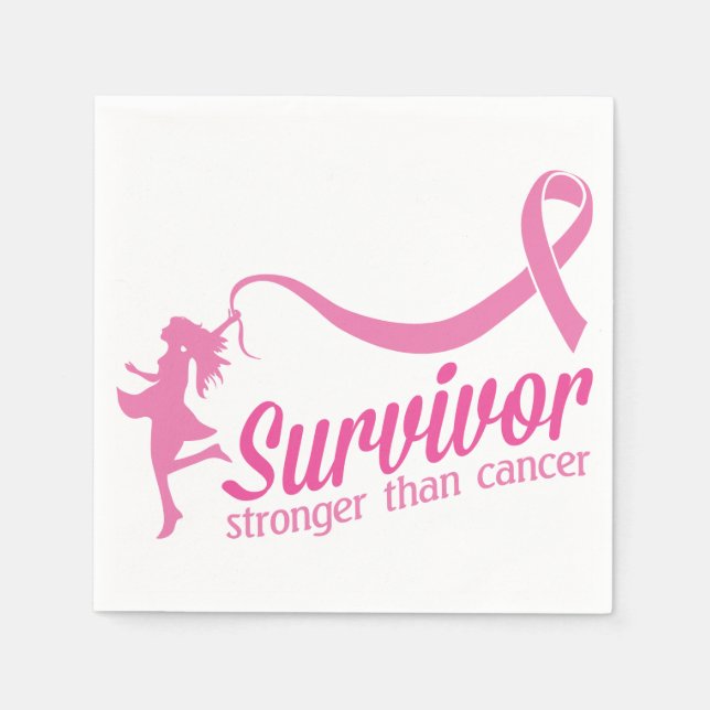 Serviette Jetable Survivant plus fort que le cancer (Devant)