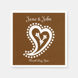 Serviette Jetable Sweet Paisley Hearts dans les serviettes au chocol