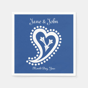 Serviette Jetable Sweet Paisley Hearts en Blue Napkins