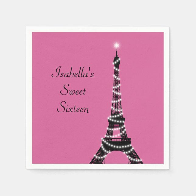 Serviette Jetable Sweet sixteen parisien élégant Napkin (Devant)
