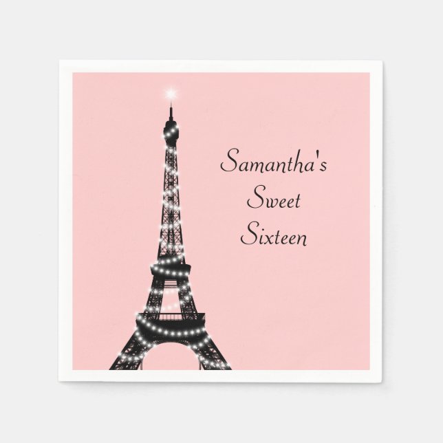 Serviette Jetable Sweet sixteen Tour Eiffel Napkin (Devant)