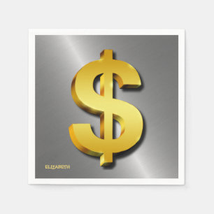 Serviette Jetable Symbole d'argent or Dollar Sparkling