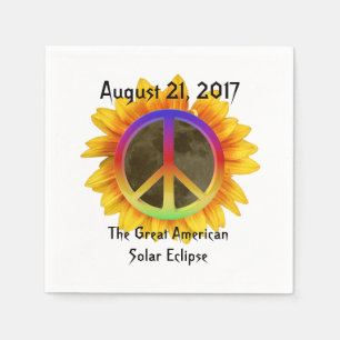Serviette Jetable Symbole solaire Eclipse, tournesol et paix 2017