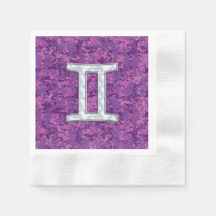 Serviette Jetable SYMBOLE Zodiaque Pearl Gemini sur Camouflage numé