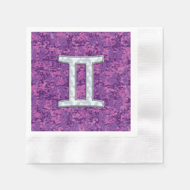 Serviette Jetable SYMBOLE Zodiaque Pearl Gemini sur Camouflage numér (Devant)