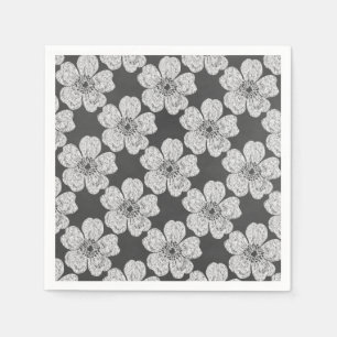 Serviette Jetable Tableau noir de roses blanches sauvages
