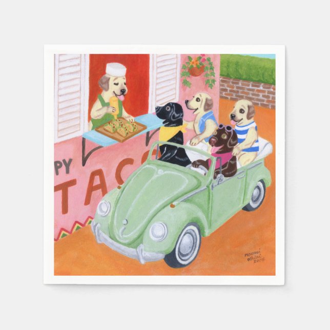 Serviette Jetable Taco Fun Labradors (Devant)