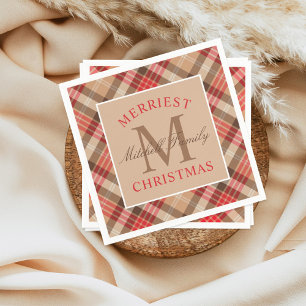 Serviette Jetable Tartan à carreaux rouge et brun rustique pour le p