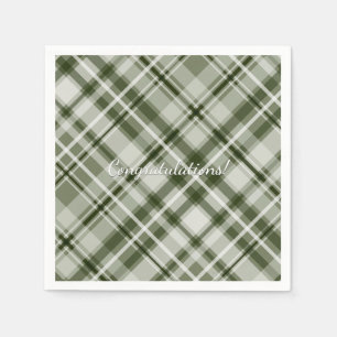 Serviette Jetable Tartan gris vert et blanc