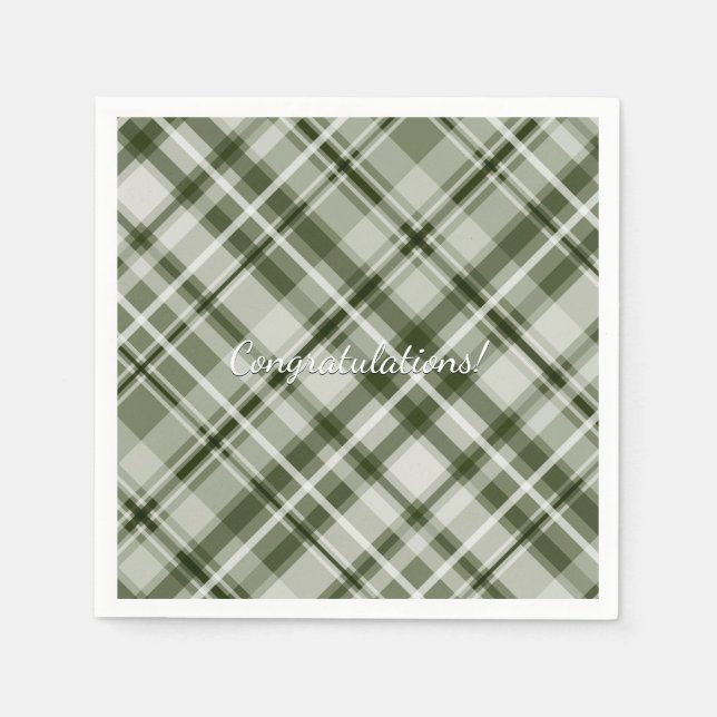 Serviette Jetable Tartan gris vert et blanc (Devant)